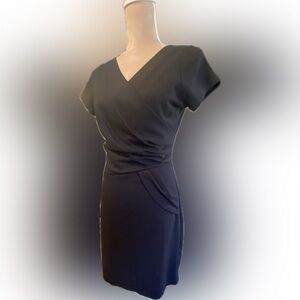 The Limited Classic Black Wrap-Style Short Sleeve Travel Dress
